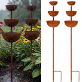 LemonRoad bee watering station with three brown bowls attracts pollinators in the garden.