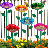 LemonRoad flower bird bath green with stake for garden water and color.
