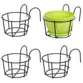Leoenir round hanging railing planter with 6.2-inch diameter, ideal for balcony flowers