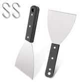 Leonyo grill griddle scraper set 2 for quick flat-top cleanup after cooking