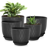 LESOASIS ripple-texture 10-inch plastic plant pot for stylish indoor decor and easy care.