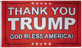 Let it Fly Thank You Trump flag fluttering in breeze for outdoor display.