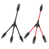 Letivay 3-to-1 Y-branch connector front view enabling three panels in parallel