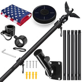 LETSTRY 6ft black flag pole kit installed on exterior wall for sturdy outdoor display