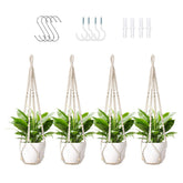 LEWESU Macrame Plant Hanger close-up with wood beads for handmade quality