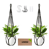LEWESU macrame plant hanger two-pack displayed for versatile home decor