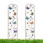 LEWIS&WAYNE 2-pack metal garden trellis with butterflies provides stylish vertical plant support.