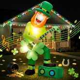 Leyndo Leprechaun inflatable 6ft front view for festive porch decor.