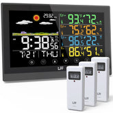 LFF Weather Station front display showing time and forecast.