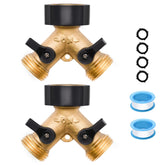 LFSEMINI 2-way brass hose splitter set ready for multi-outlet watering