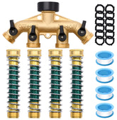 LFSEMINI 4-way brass hose splitter with four outlets for versatile watering
