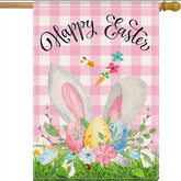LHSION Happy Easter Bunny flag 28x40, double-sided burlap, durable outdoor decoration.
