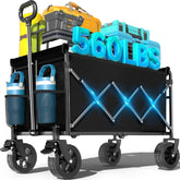 LIAPOTT Wagons foldable beach wagon ready for a day by the shore, easy storage after use.
