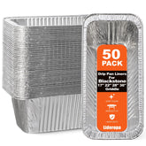 Lideropa 50-pack grease cup liners in packaging, ready for fast grilling prep.