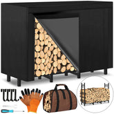 LifeisLuck 4ft outdoor firewood rack front view with spacious storage and eight legs