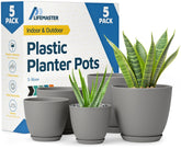Lifemaster Planter pot, 7-inch diameter with drainage holes for improved drainage and root health.