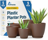 Lifemaster planter pots with drainage holes promote healthy roots and drainage.