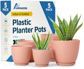Lifemaster pink planter pots set of five in different sizes for indoor gardening.