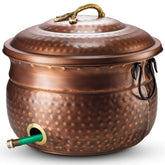LifeSmart decorative garden hose pot holder in rustic finish for tidy outdoor spaces.
