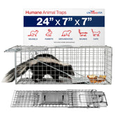 LifeSupplyUSA 24-inch humane cat trap collapsible design for safe relocation of stray cats.