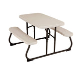 LIFETIME 280094 kid's picnic table almond front view, durable HDPE for outdoor use