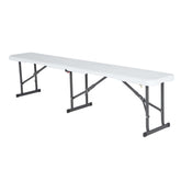 Lifetime 6-foot fold-in-half bench provides portable seating with easy transport and compact storage.