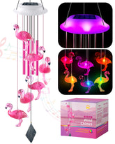 Lightalent solar flamingo wind chime with pink top for evenings
