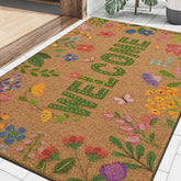 Likiyol Floral Coir Door Mat with welcome flowers traps dirt at the doorstep.