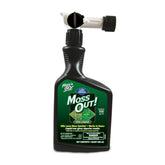 Lilly Miller Moss Out spray application on lawn for rapid moss control.