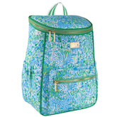 Lilly Pulitzer backpack cooler in Dandy Lions print, ideal for picnics and beach days.