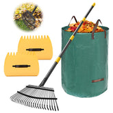 Lilyvane leaf rake with 18-inch head for fast lawn cleanup