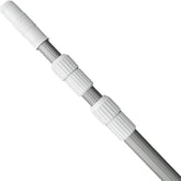 LIME POOL 12ft pole extended to reach pool corners for thorough cleaning.