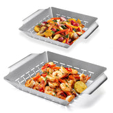 LIMERRI 2-pack vegetable grill baskets large for even cooking on outdoor grills.