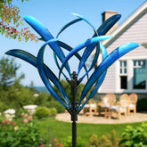 LimeHill Wind Spinner blue magnolia front view highlights vivid color for yard decoration.