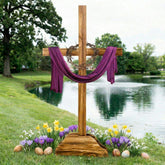 Lineshading 59-inch Easter cross standing outdoors for yard display