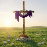 Lineshading Easter cross 71 inch assembled for dramatic outdoor display