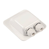 Link Solar waterproof ABS double cable entry gland mounted on a solar panel for weatherproof cabling.