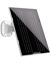 LinkSolar 8W solar panel front view powers your Ring doorbell outdoors.