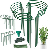 Linyona plant support stake half-round in bright green blends with foliage.