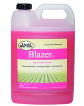 Liquid Harvest Blazer spray tank cleaner bottle pours pink formula for residue-free cleaning.