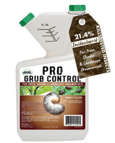 Liquid Harvest Pro Grub Control bottle with label and dosage guidance for informed use.