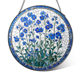 Litivy Forget-Me-Not stained glass suncatcher brightens sunlit windows with blue blooms