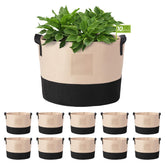 LITLANDSTAR 10gal two-tone grow bag in black and camel for stylish, space-saving gardening.