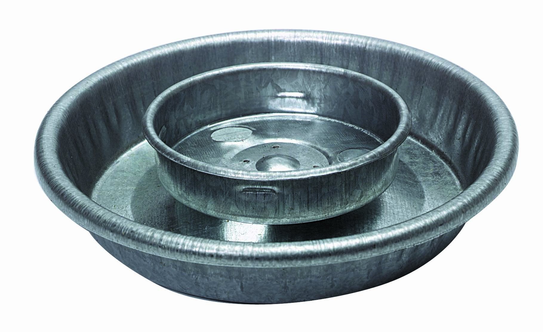 Little Giant Baby Chick Waterer Base in galvanized steel for safe chick hydration.