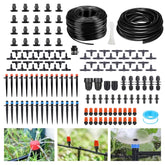 Lives 256ft drip irrigation kit layout showing main tubing and emitters for efficient watering