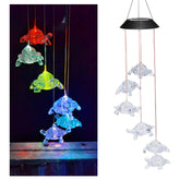 Lixada wind chimes chandelier solar turtle glows softly for outdoor ambiance.