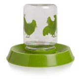 Lixit feeder-waterer 64oz front view for chickens, compact coop-friendly design.