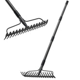 LLARGUEST Bow Rake with 17-prong head for soil loosening and aeration