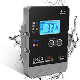 LNEX solar charging controller with LCD displays real-time status for monitoring.