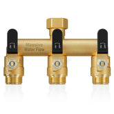 LNEZCDB three-way hose splitter in black with durable brass construction